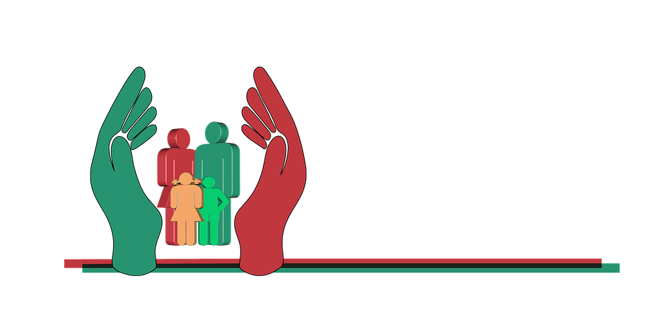 Hand protecting a family